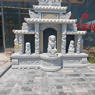 银川芝麻白中国黑石材套墓 花岗岩墓碑